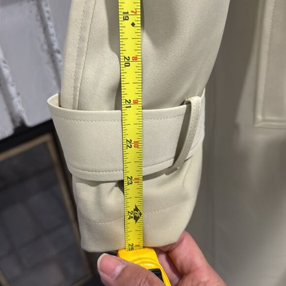 AVEC LES FILLES Women Trench Coat Long Maxi Khaki Tan Green Large Belted - Picture 6 of 16